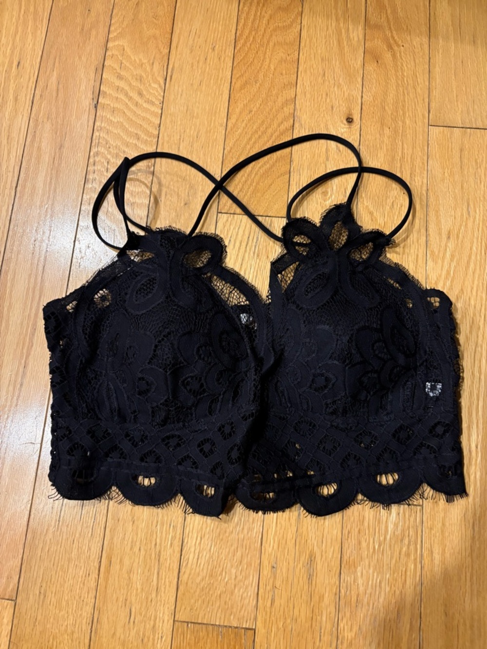 Zenana Black Lace Bralette Crop Top adjustable straps small, medium, large